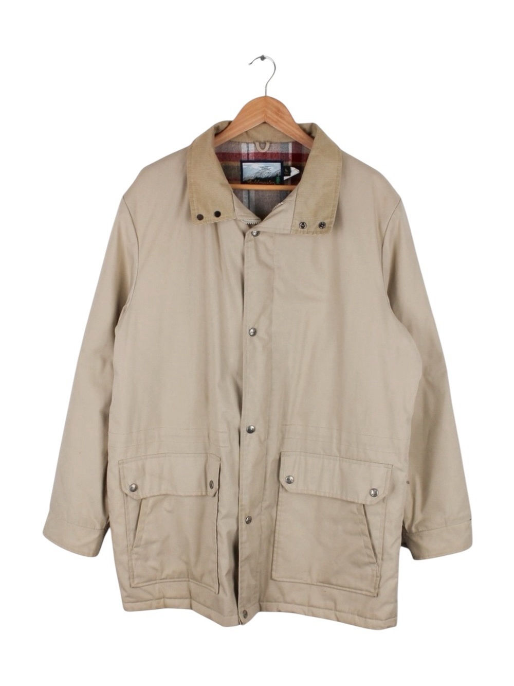 Vintage Fieldmaster Barn Jacket Men's Large Plaid Lined Tan Corduroy Collar